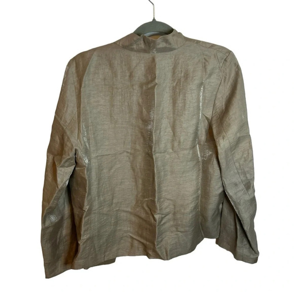 Eileen Fisher Metallic Beige Linen Blend Jacket - Picture 2 of 4